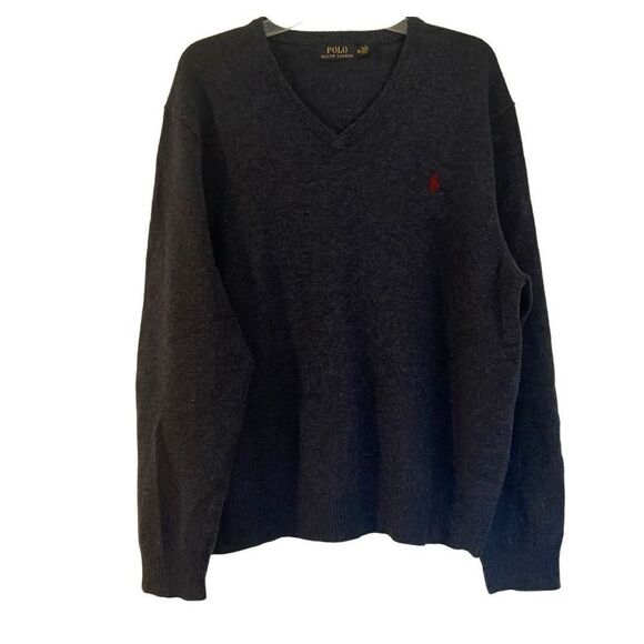 Polo Ralph Lauren XL blue 100% wool vneck sweater - Picture 9 of 10
